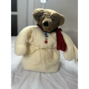 VTG Hen in the Holly Santa Bear 13" Handmade Christmas Plush Stuffed Animal Cute